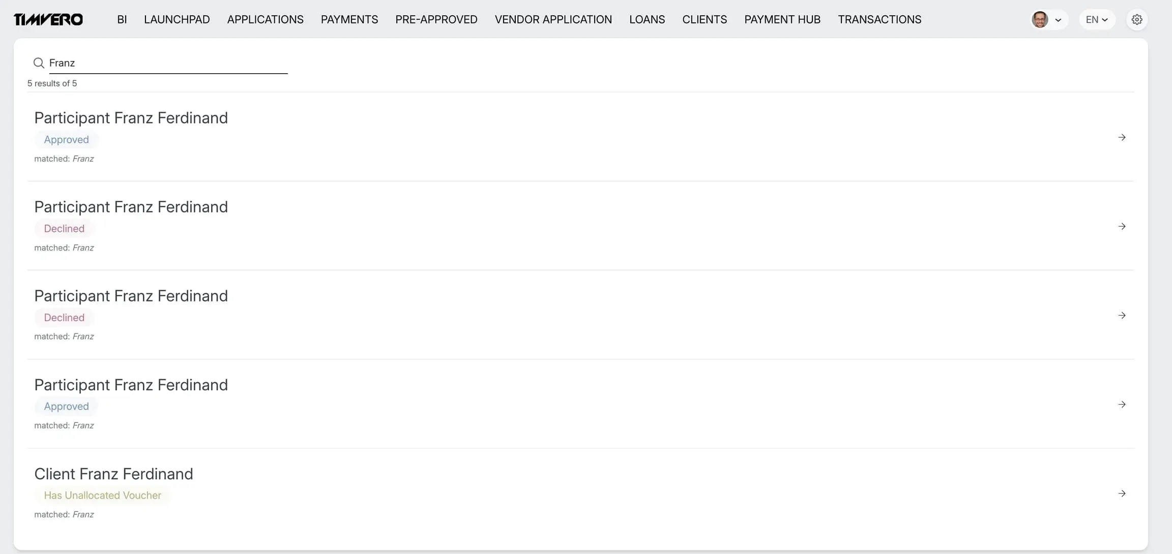 timveroOS 8.3 Global Search